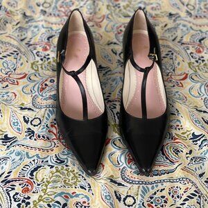 Brooks Brothers T-strap black leather pump